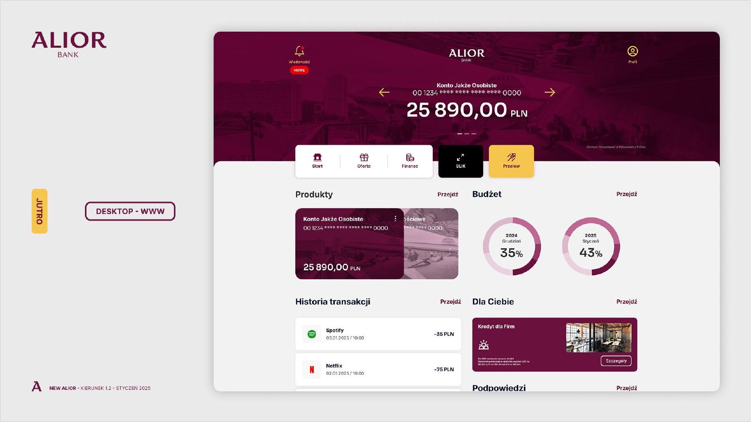 Desktop WWW z koncepcji Alior Bank